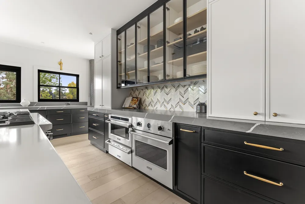 Herringbone backsplash behind the range, Cherry Hills Village residence